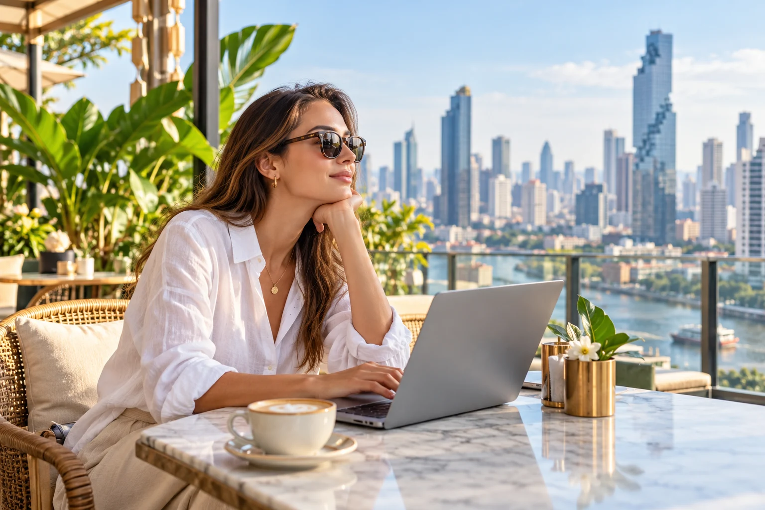 Illustrative remote working lifestyle in Bangkok